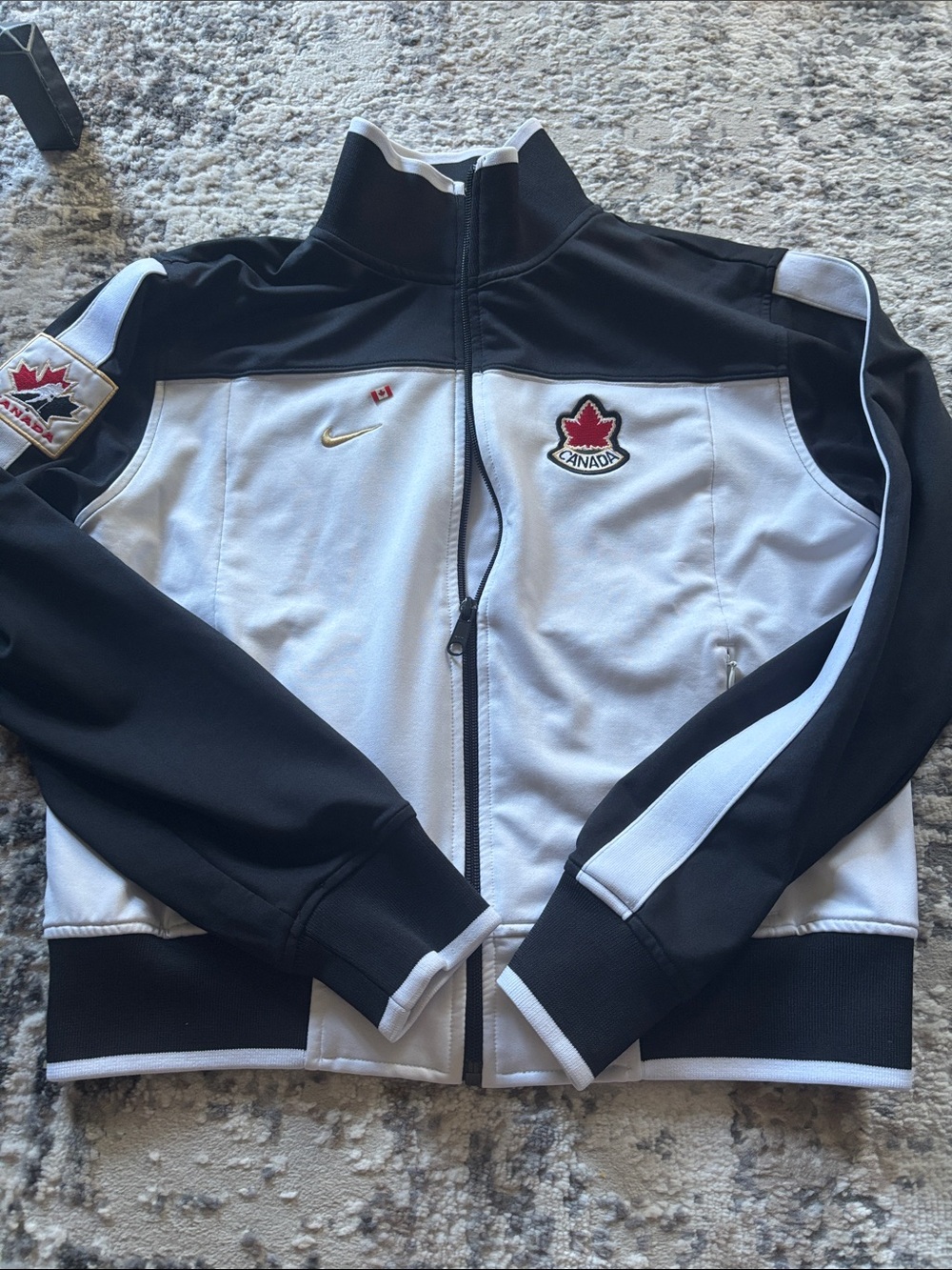 Nike Black & White Canada Track Jacket with Maple Leaf Patch